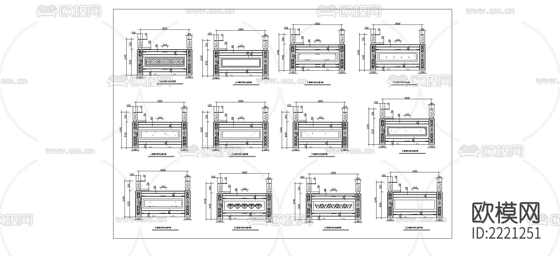 石栏杆cad大样图下载（渲染图5）