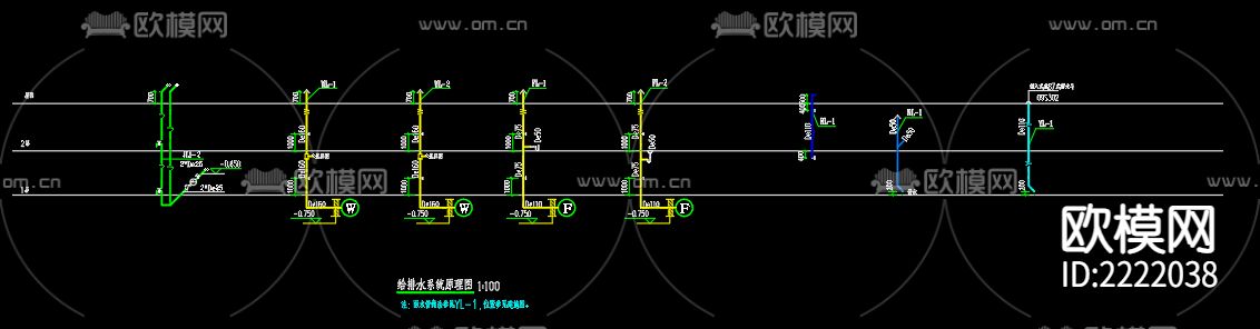 天岗湖老年安置房给排水cad施工图下载（渲染图4）