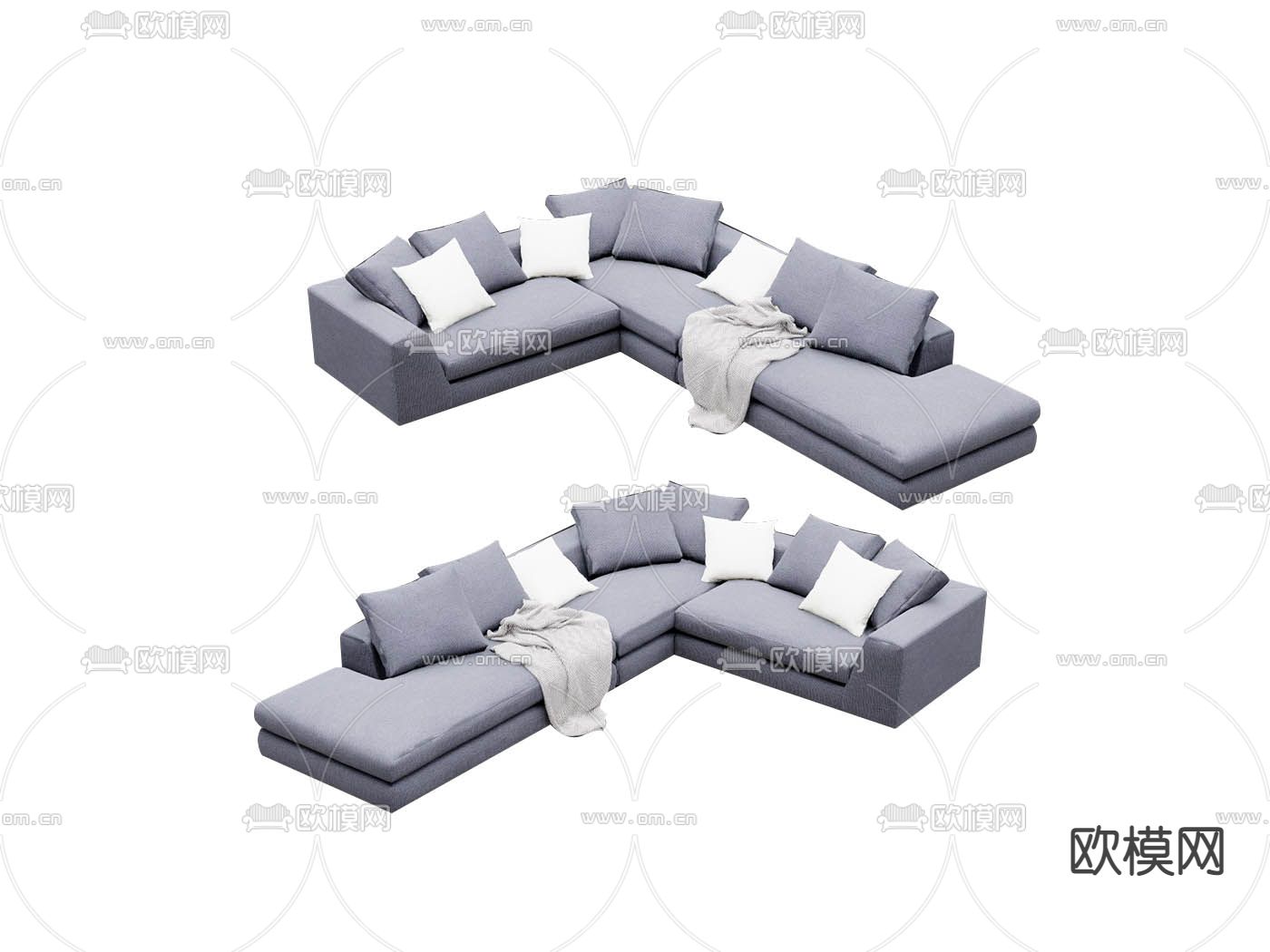 现代转角沙发su模型下载（渲染图1）