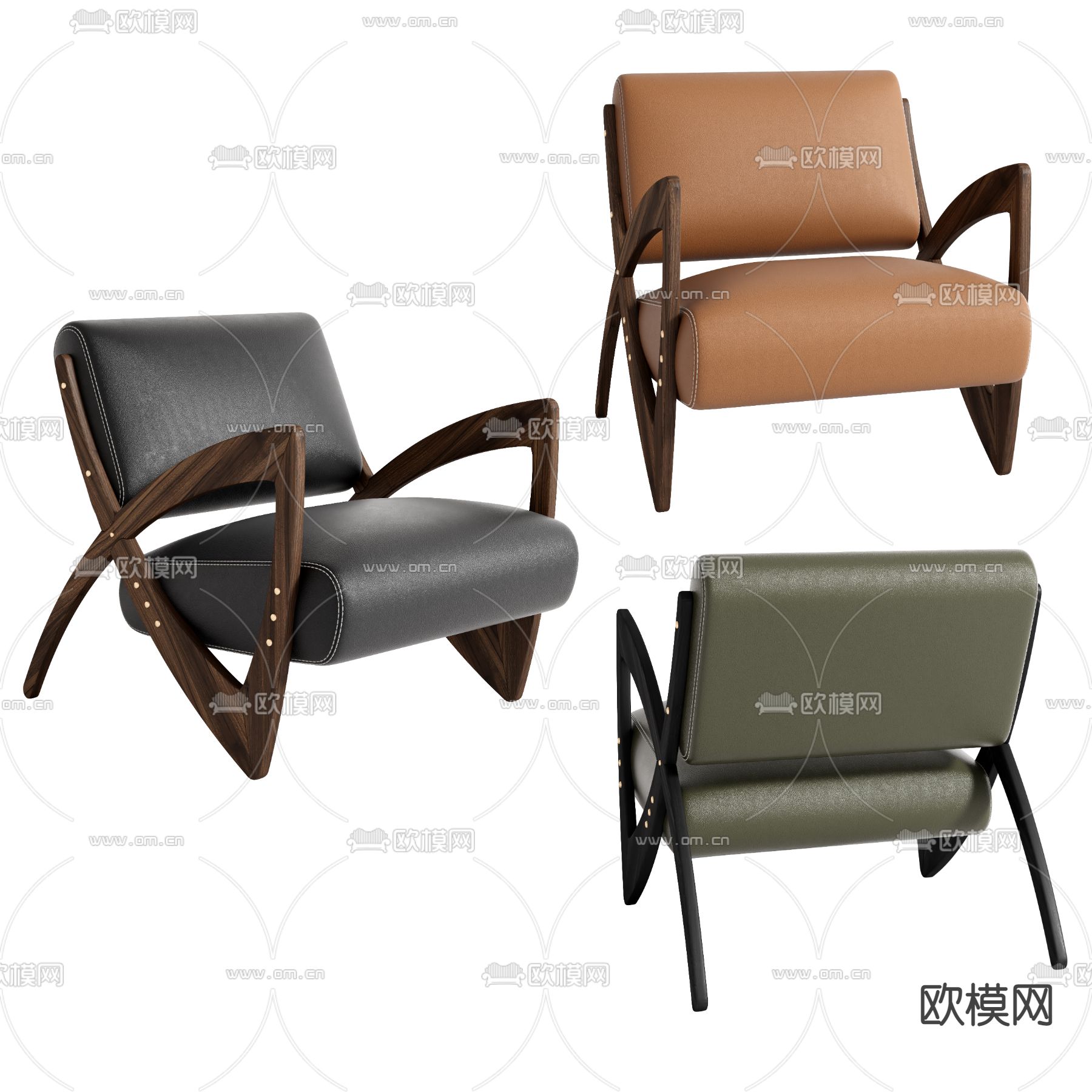 现代黑色休闲椅3d模型