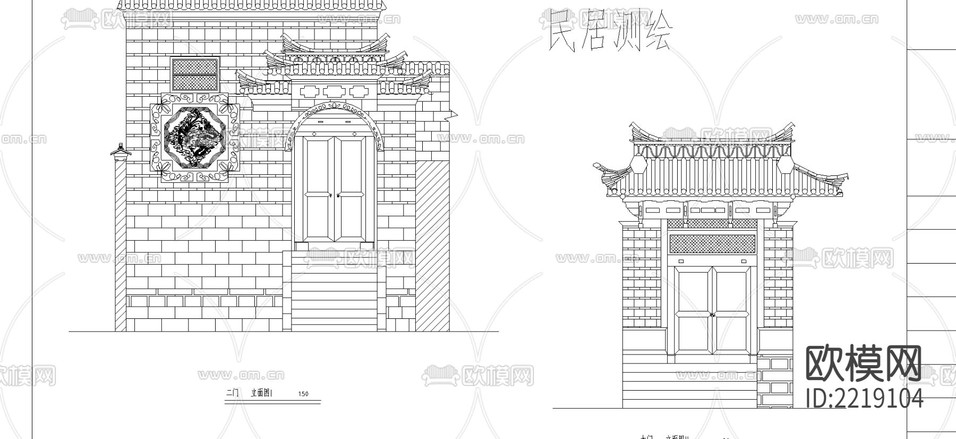 麗江古建測繪cad施工圖下載(渲染圖2)