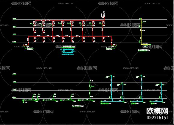 某地中心小学教学楼工程给排水CAD施工图下载（渲染图4）