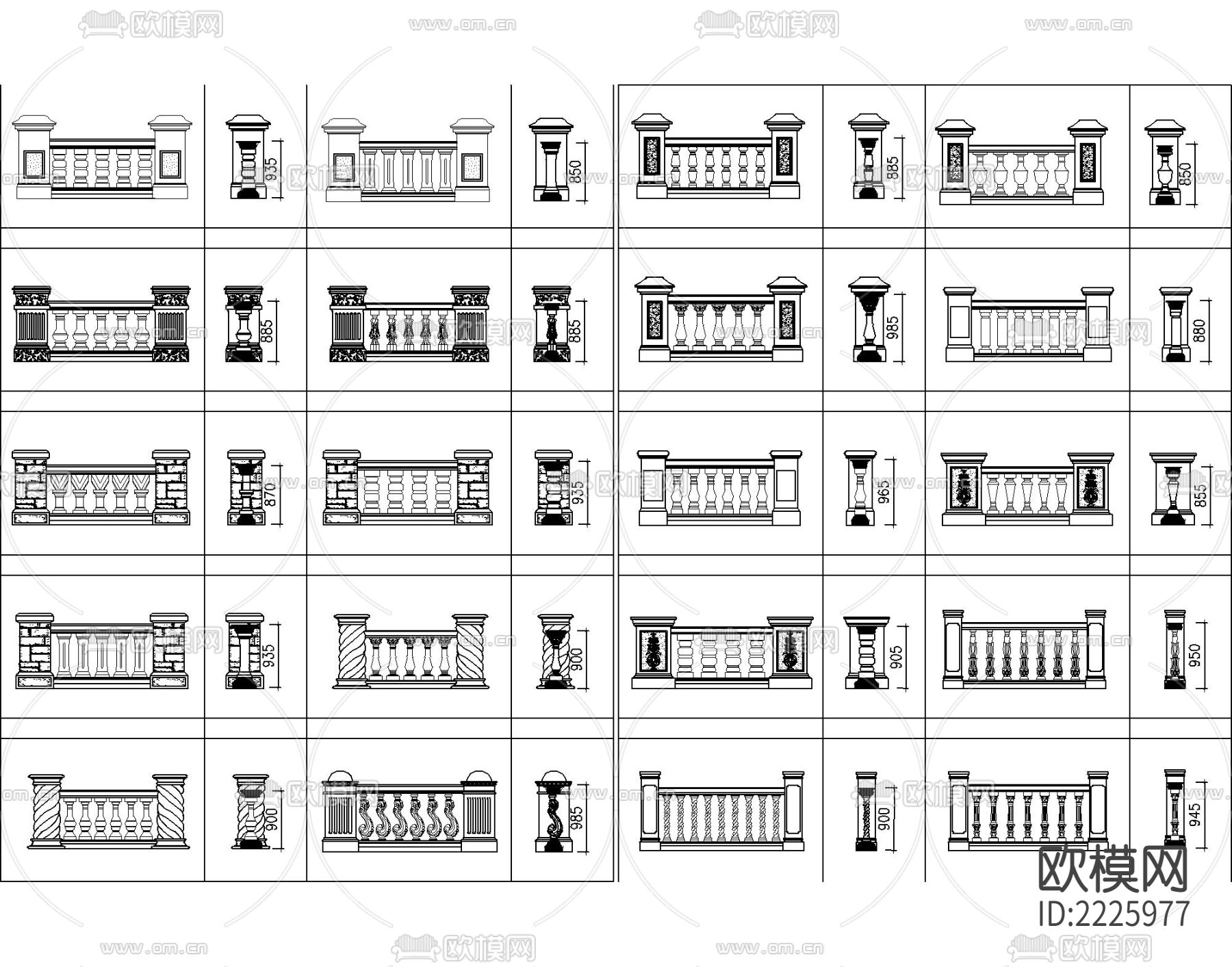 石材护栏cad图库下载（渲染图1）