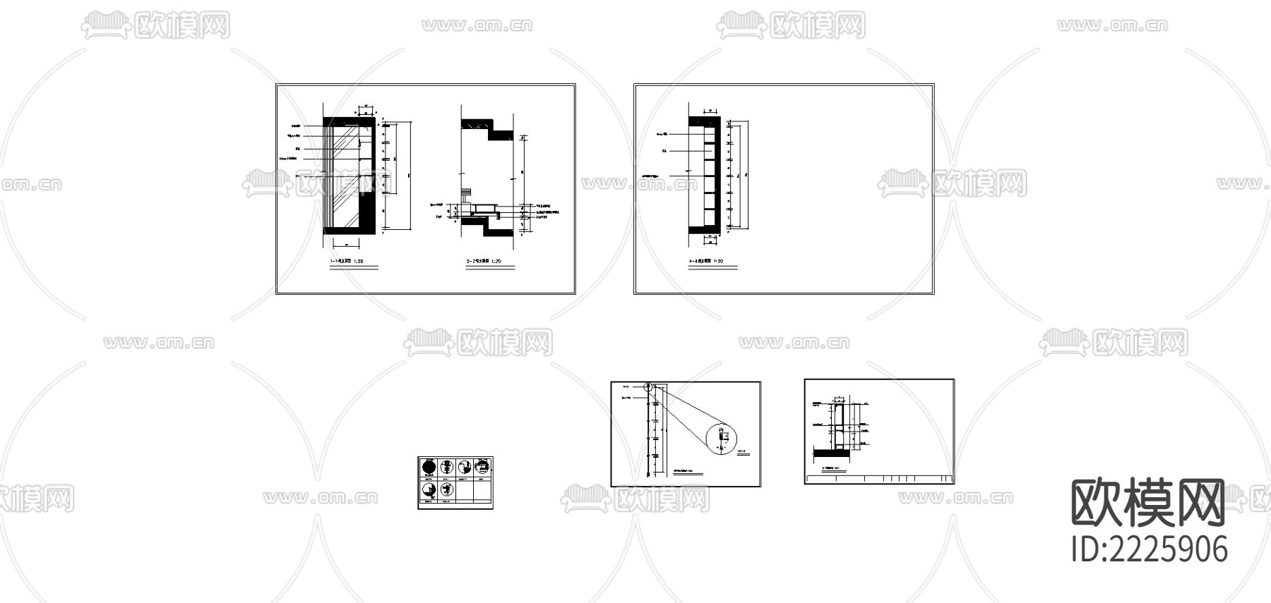 石膏板cad大样图下载（渲染图3）