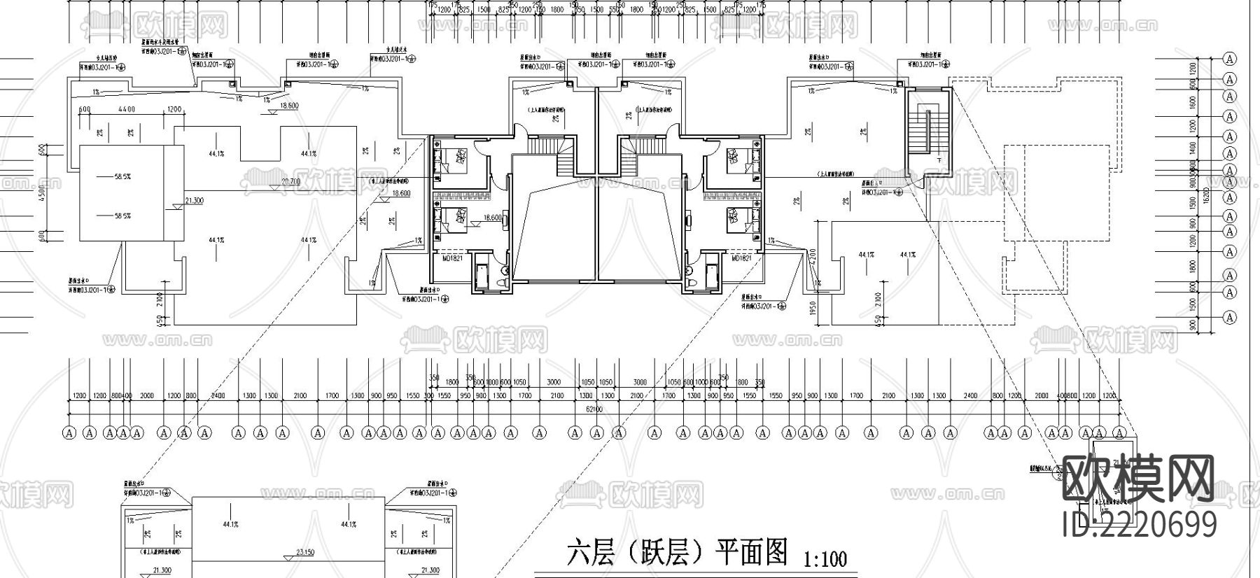 民居商住楼CAD施工图下载（渲染图1）