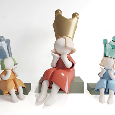  现代玩偶雕塑摆件su模型 