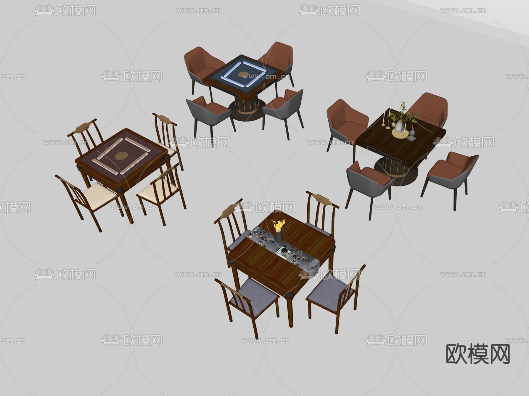 新中式麻将桌su模型下载（渲染图2）