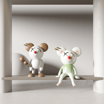  现代潮玩雕塑摆件su模型 