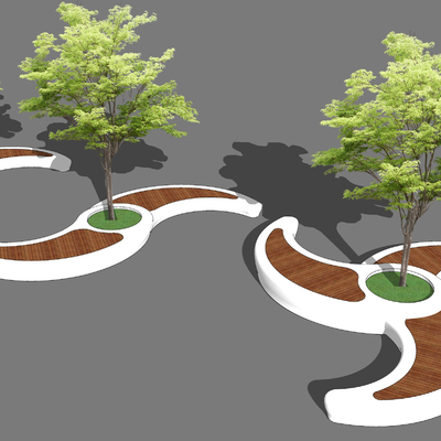  现代月牙造型景观坐凳su模型 