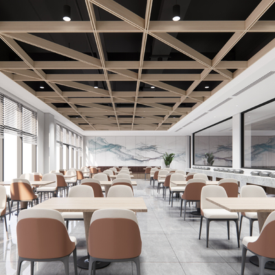  现代自助餐厅su模型 
