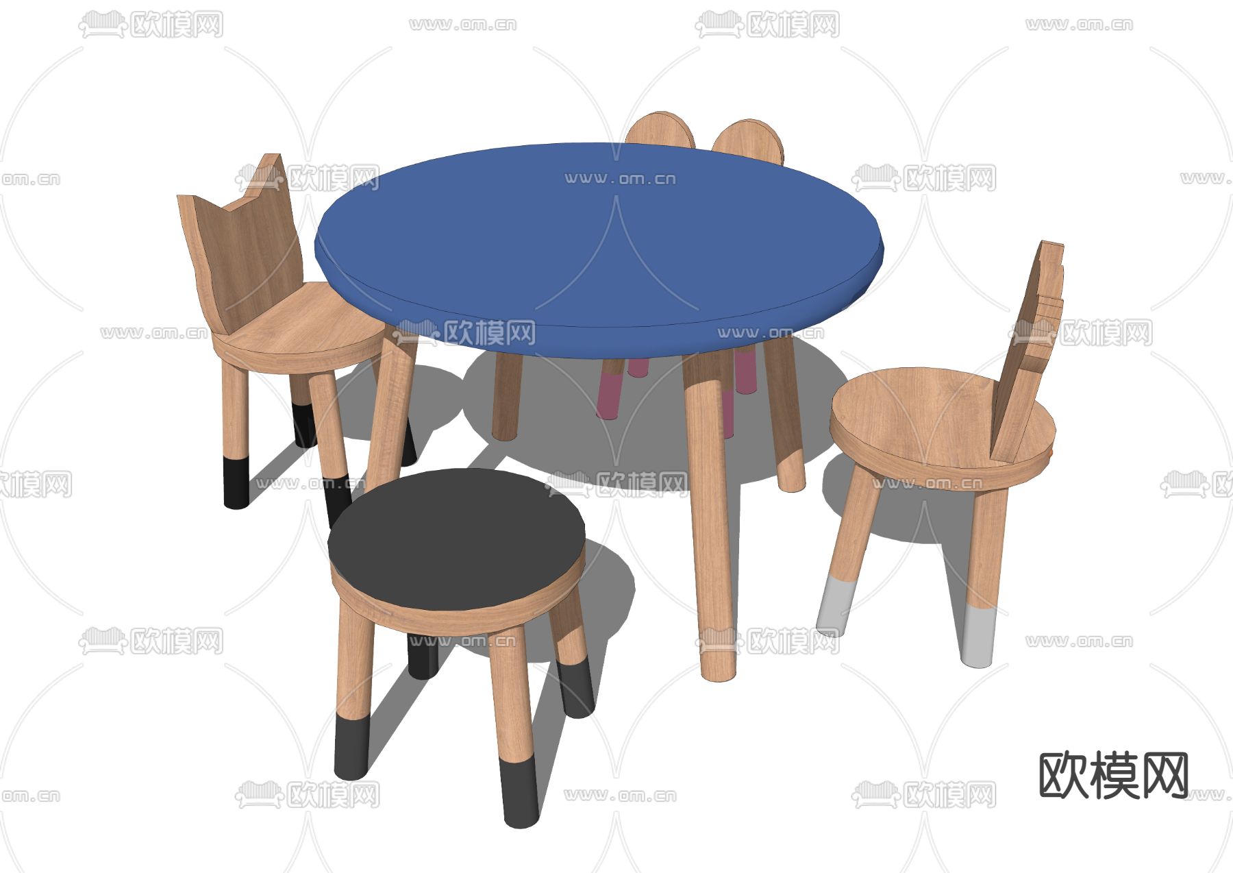 北欧儿童桌椅su模型下载（渲染图2）