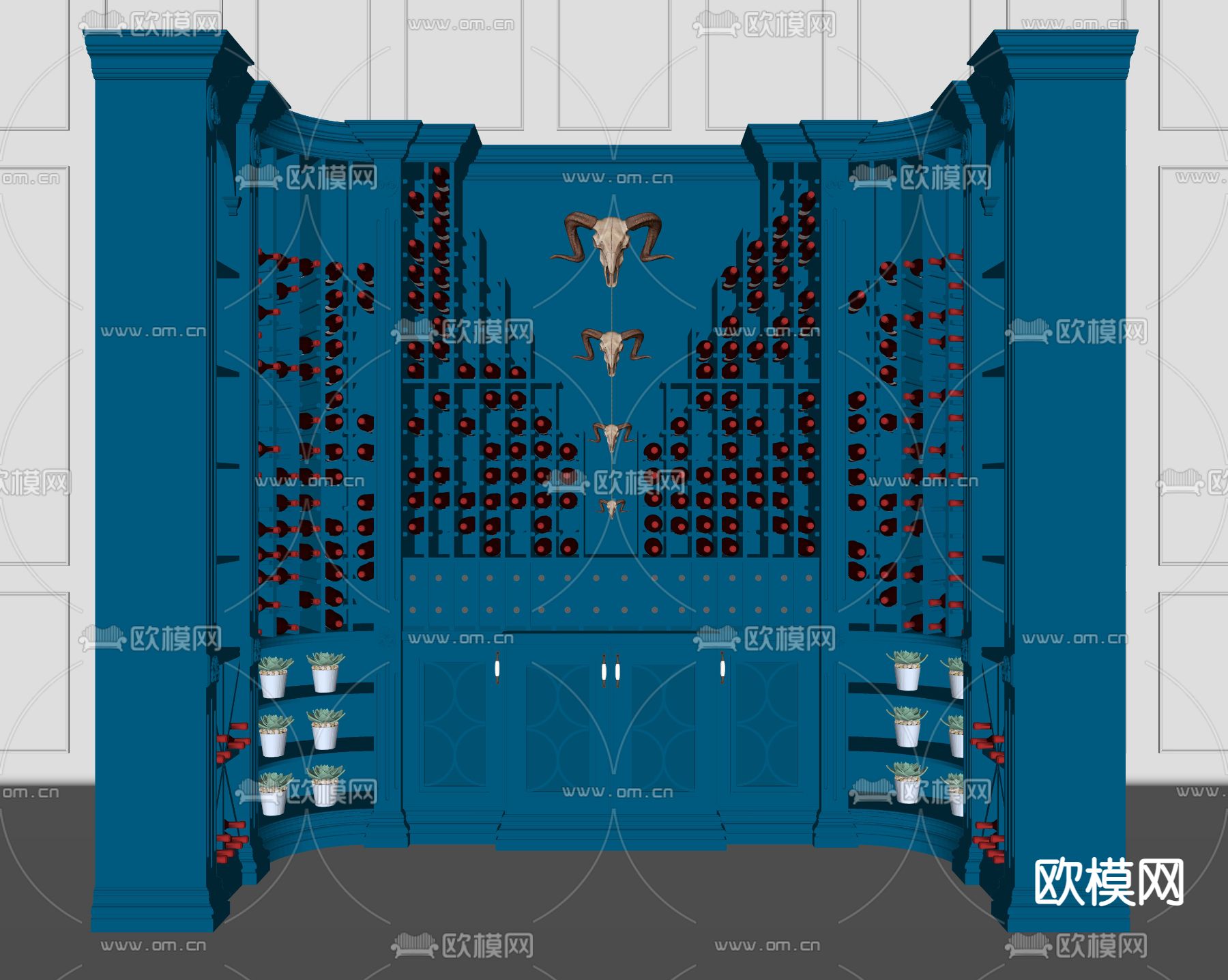 欧式酒柜su模型下载（渲染图2）