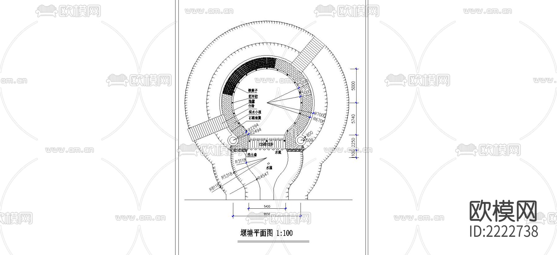 水渠与步行桥节点大样下载（渲染图6）
