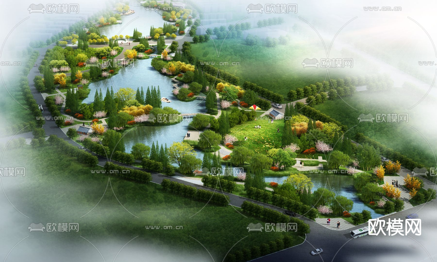 现代湿地园林景观psd下载_ID12063920_3dmax免费模型-欧模网