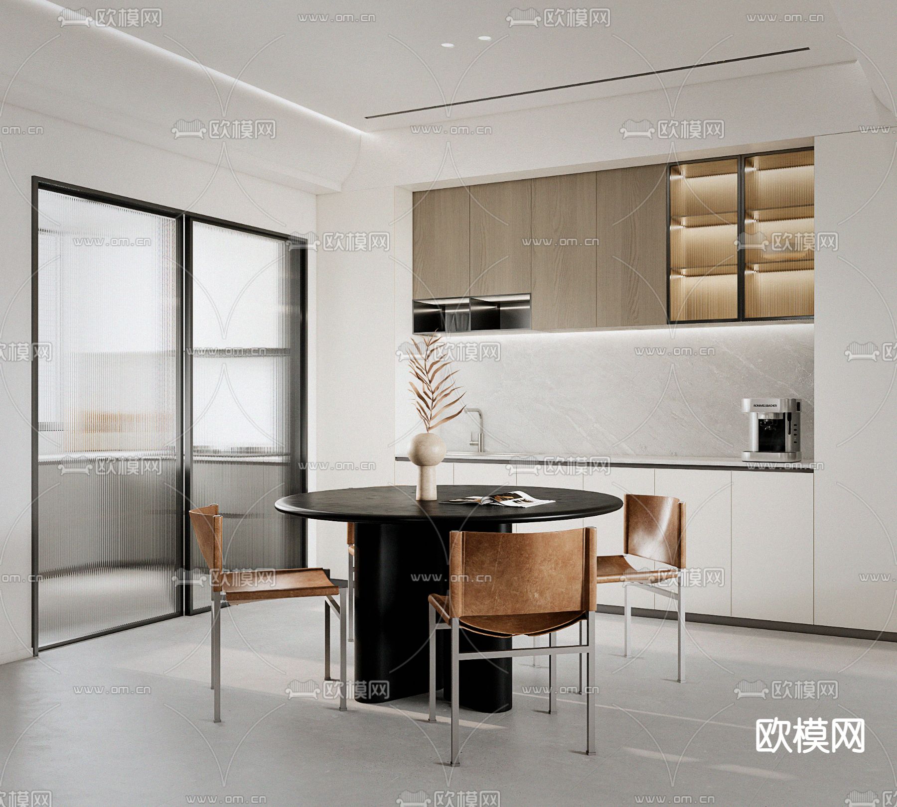 现代极简餐厅su模型