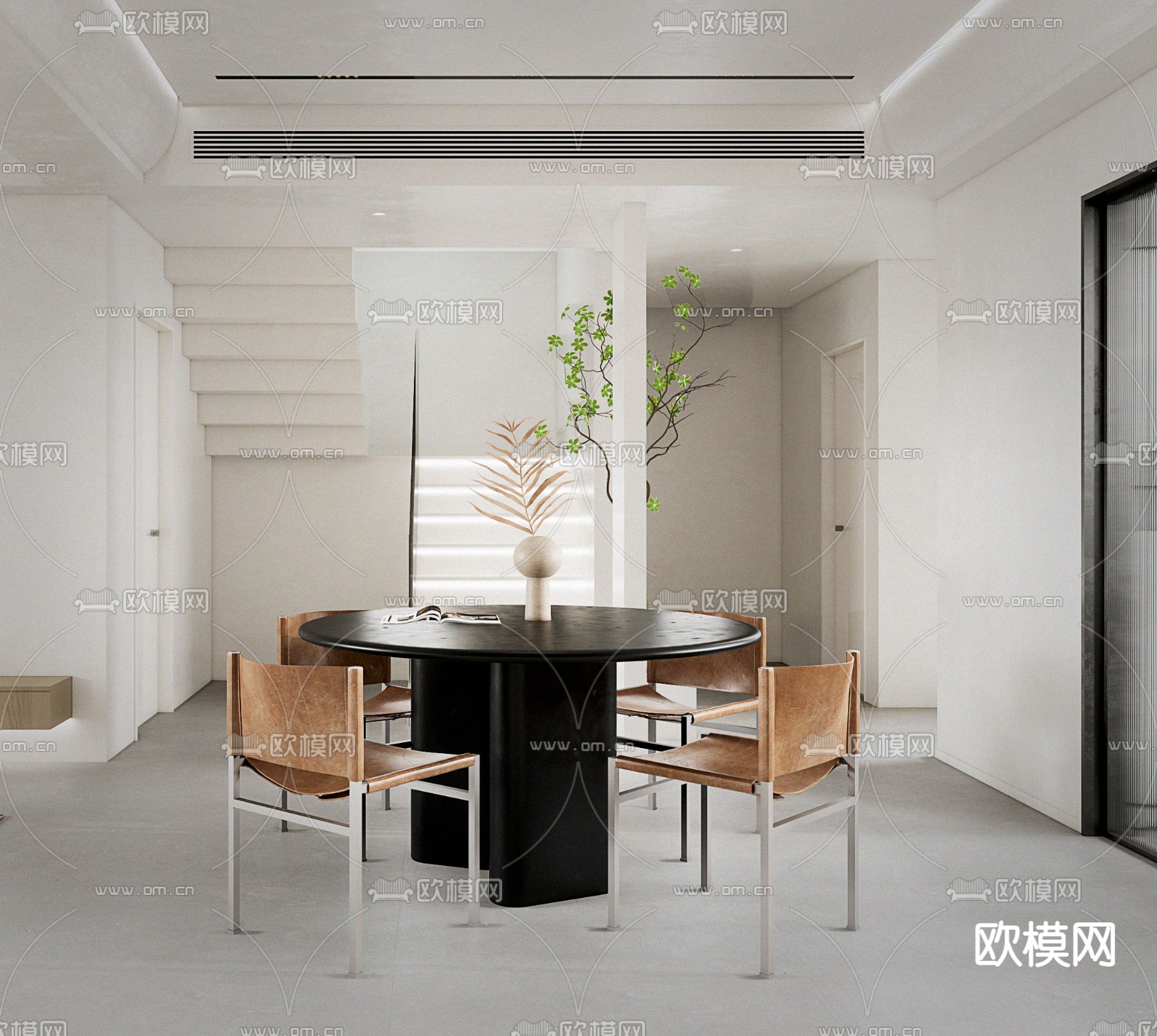 现代极简餐厅su模型
