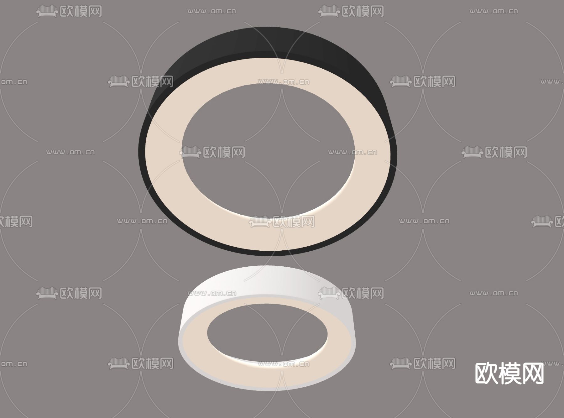 现代圆形吸顶灯su模型下载（渲染图2）