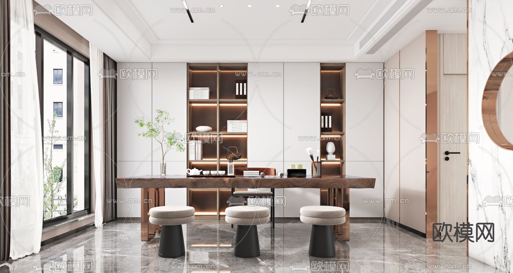 现代轻奢餐厅3d模型下载（渲染图3）