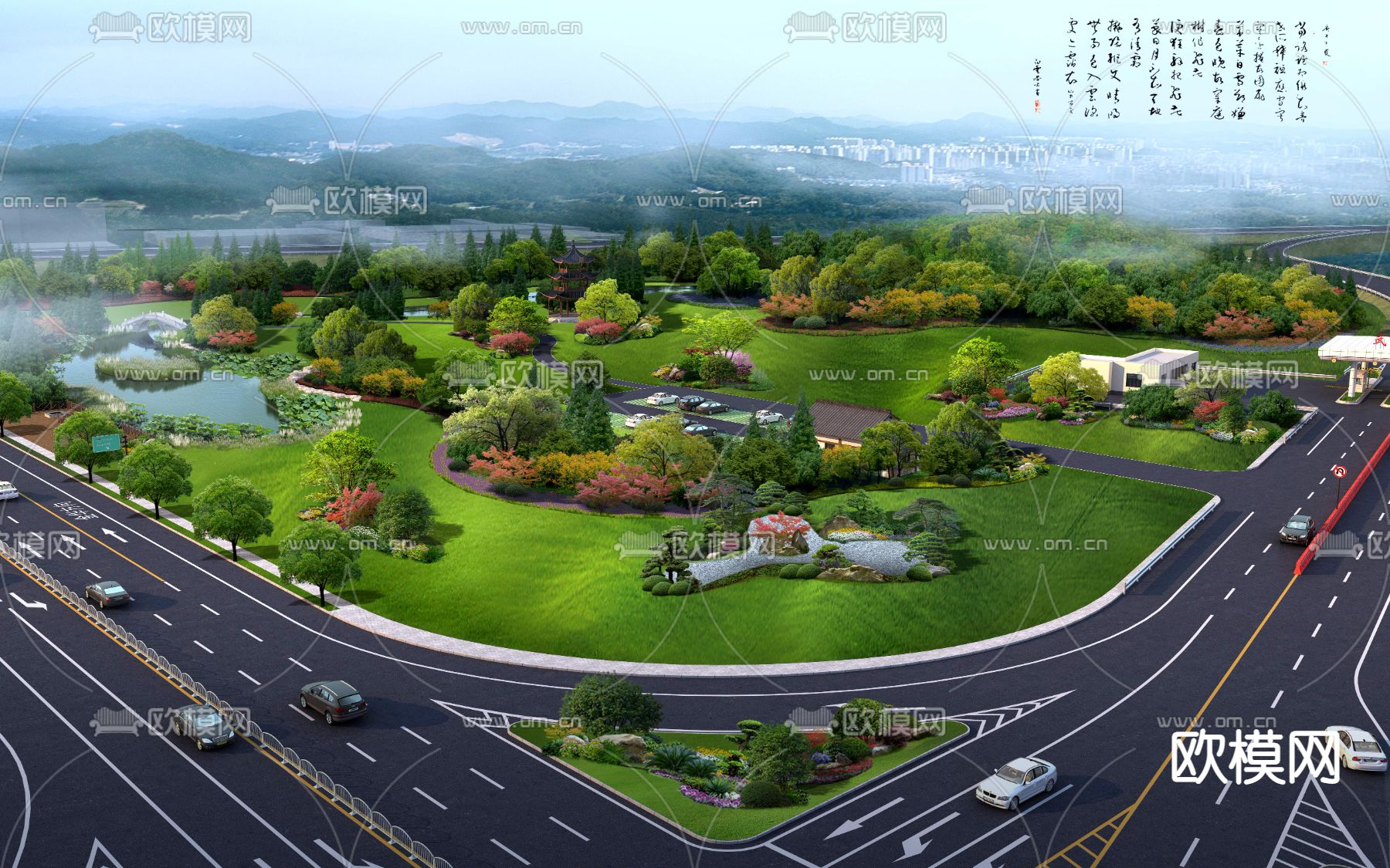 现代公路桥梁景观psd下载