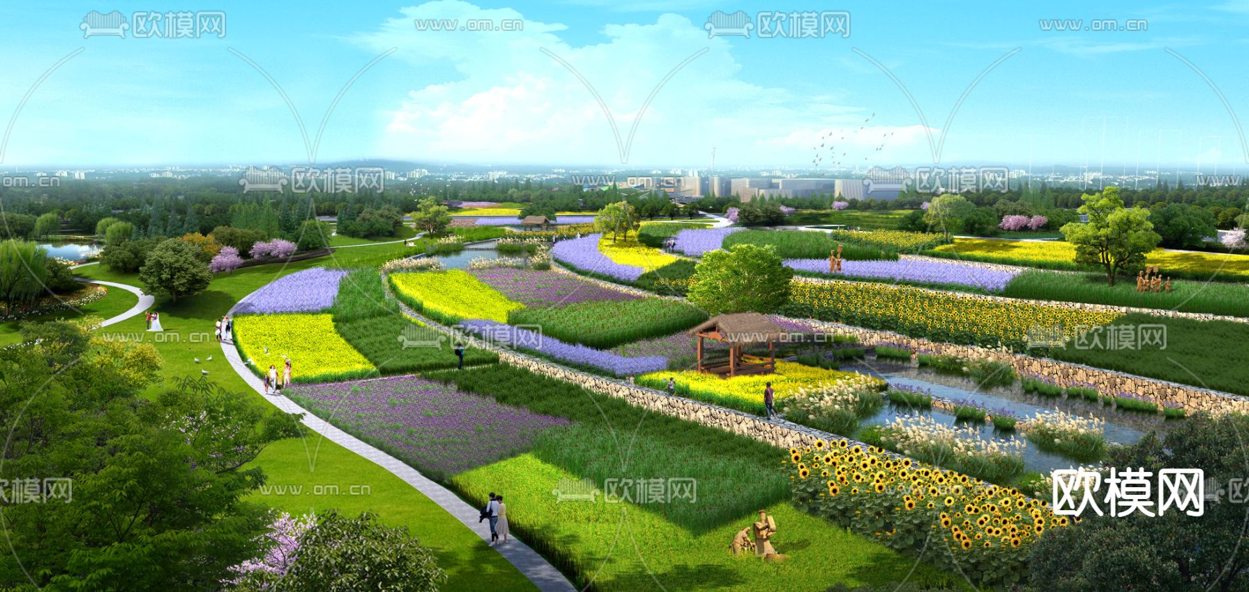 现代田园园林景观psd下载