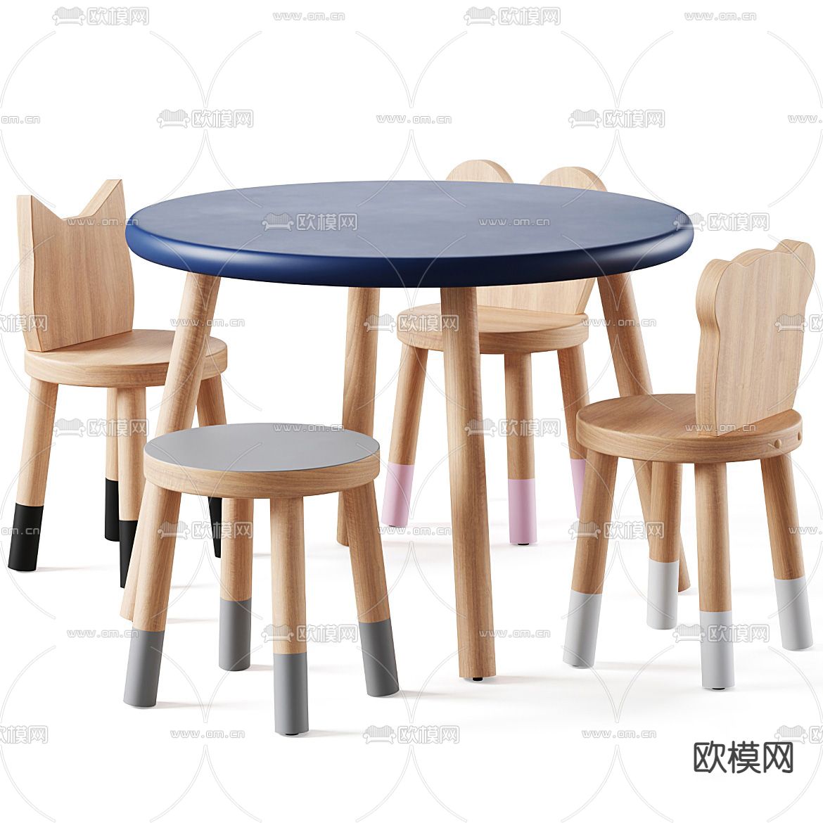 北欧儿童桌椅su模型下载（渲染图1）