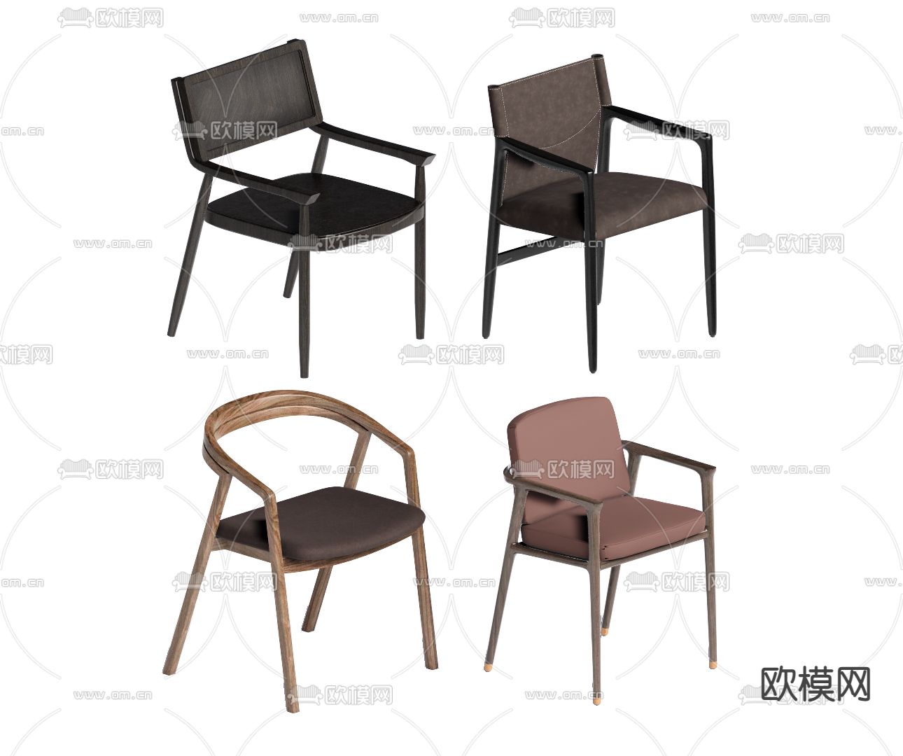 侘寂餐椅单椅su模型下载（渲染图1）
