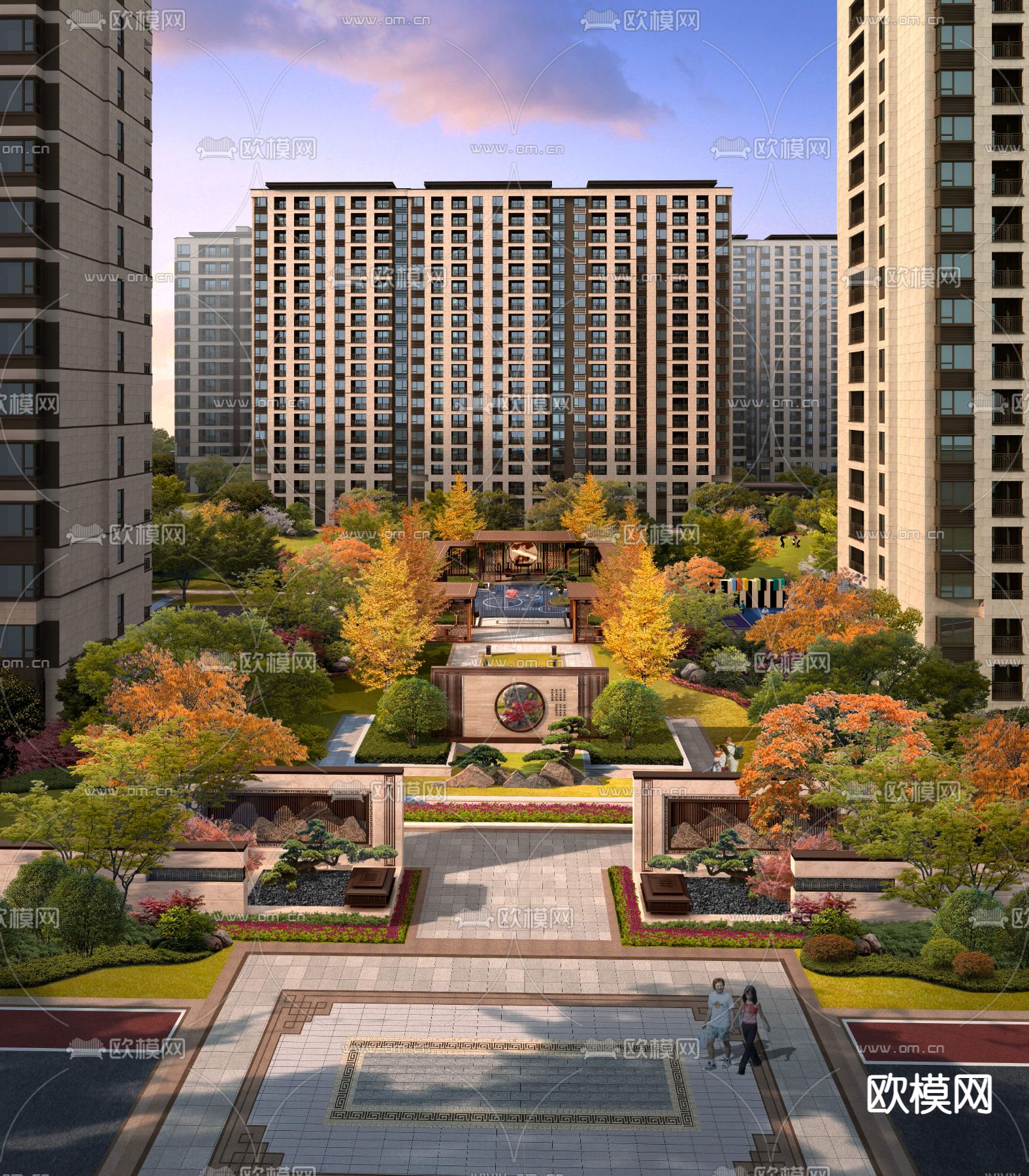 现代公园园林鸟瞰景观psd下载_ID12063889_3dmax免费模型-欧模网