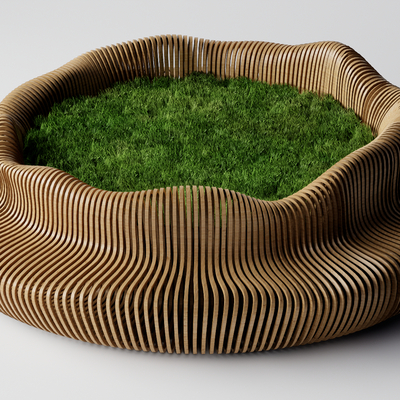  现代异形树池坐凳su模型 