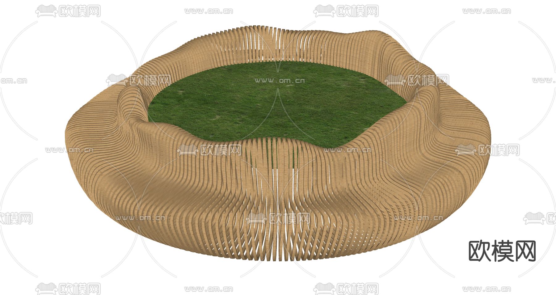 现代异形树池坐凳su模型下载（渲染图2）