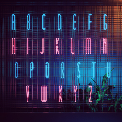  现代英文字母霓虹灯装饰灯su模型 