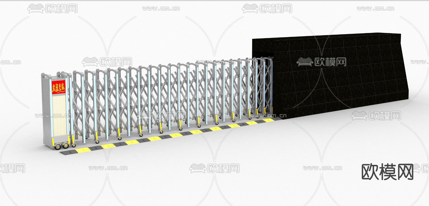 现代电动门伸缩门3d模型下载