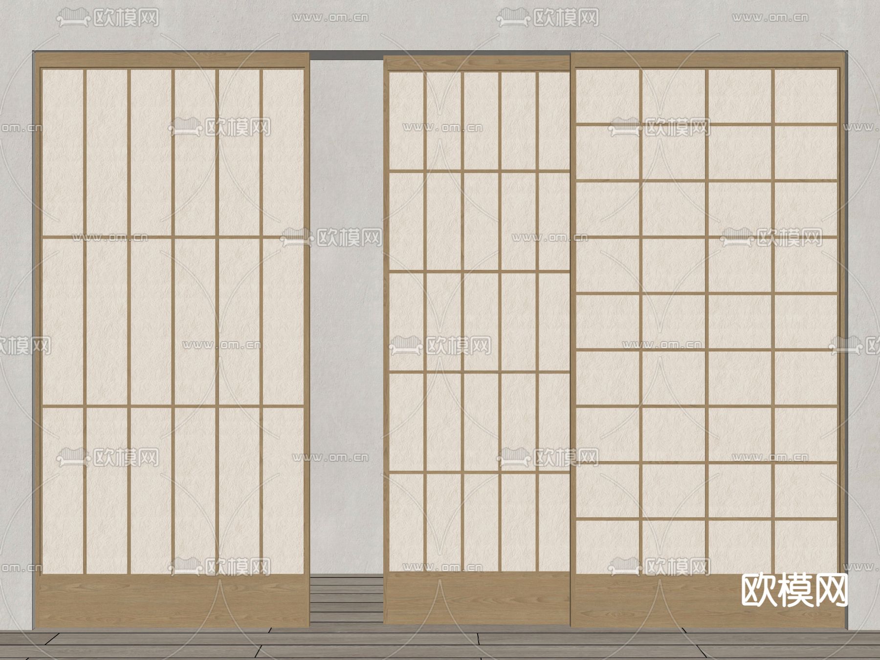 日式和纸推拉门su模型
