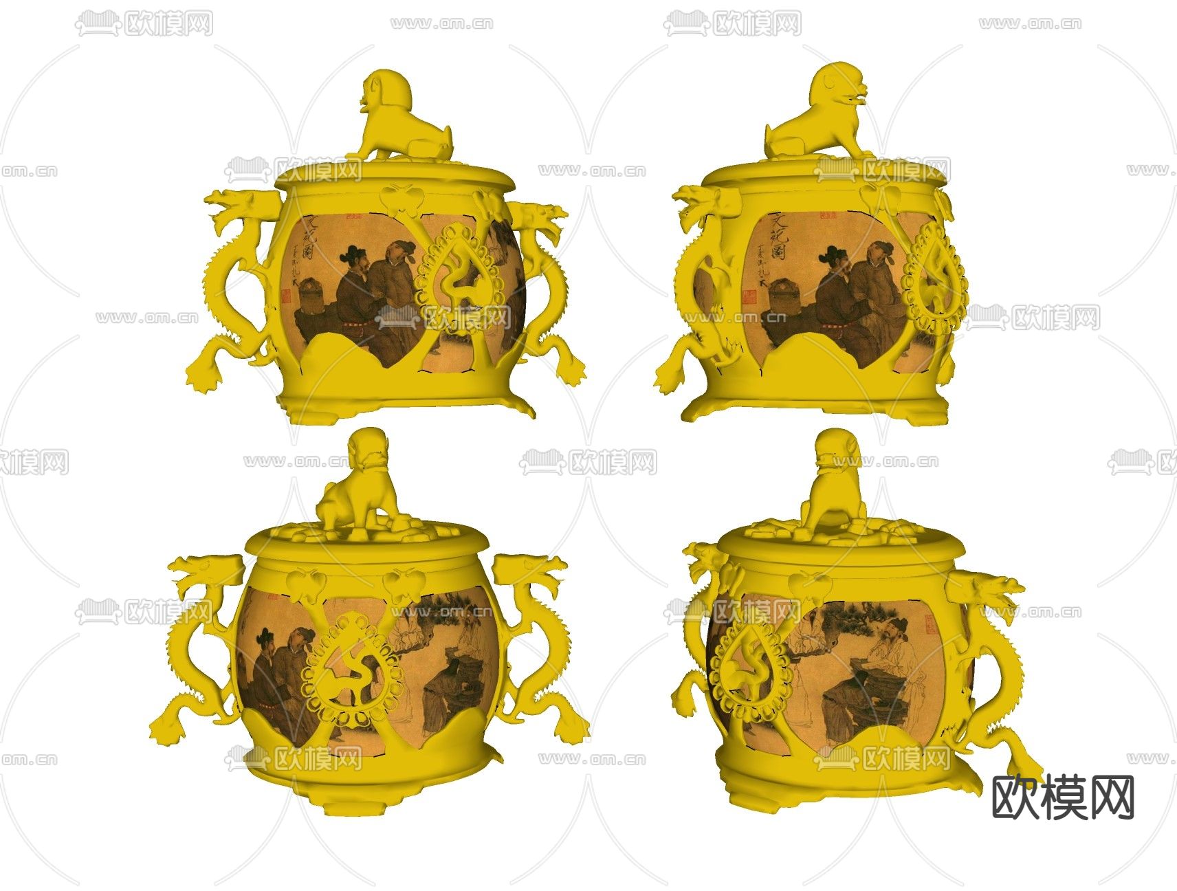 新中式香鼎香炉摆件su模型下载（渲染图2）