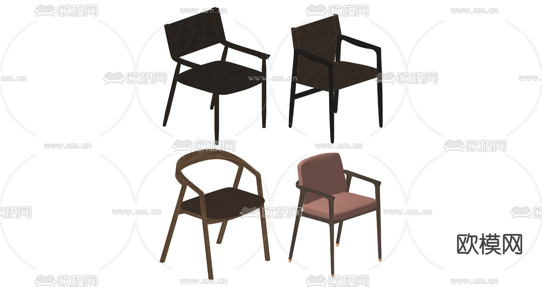侘寂餐椅单椅su模型下载（渲染图2）