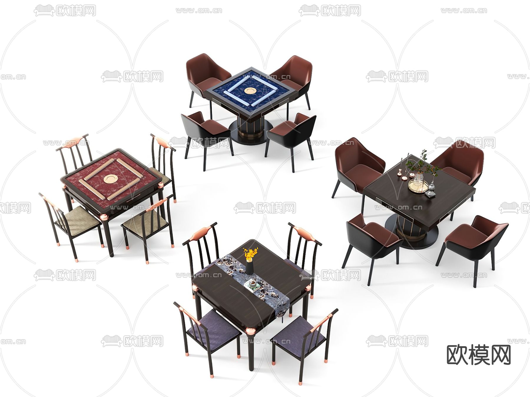 新中式麻将桌su模型下载（渲染图1）