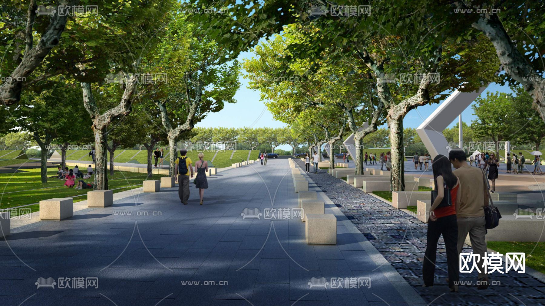现代广场公园景观psd下载