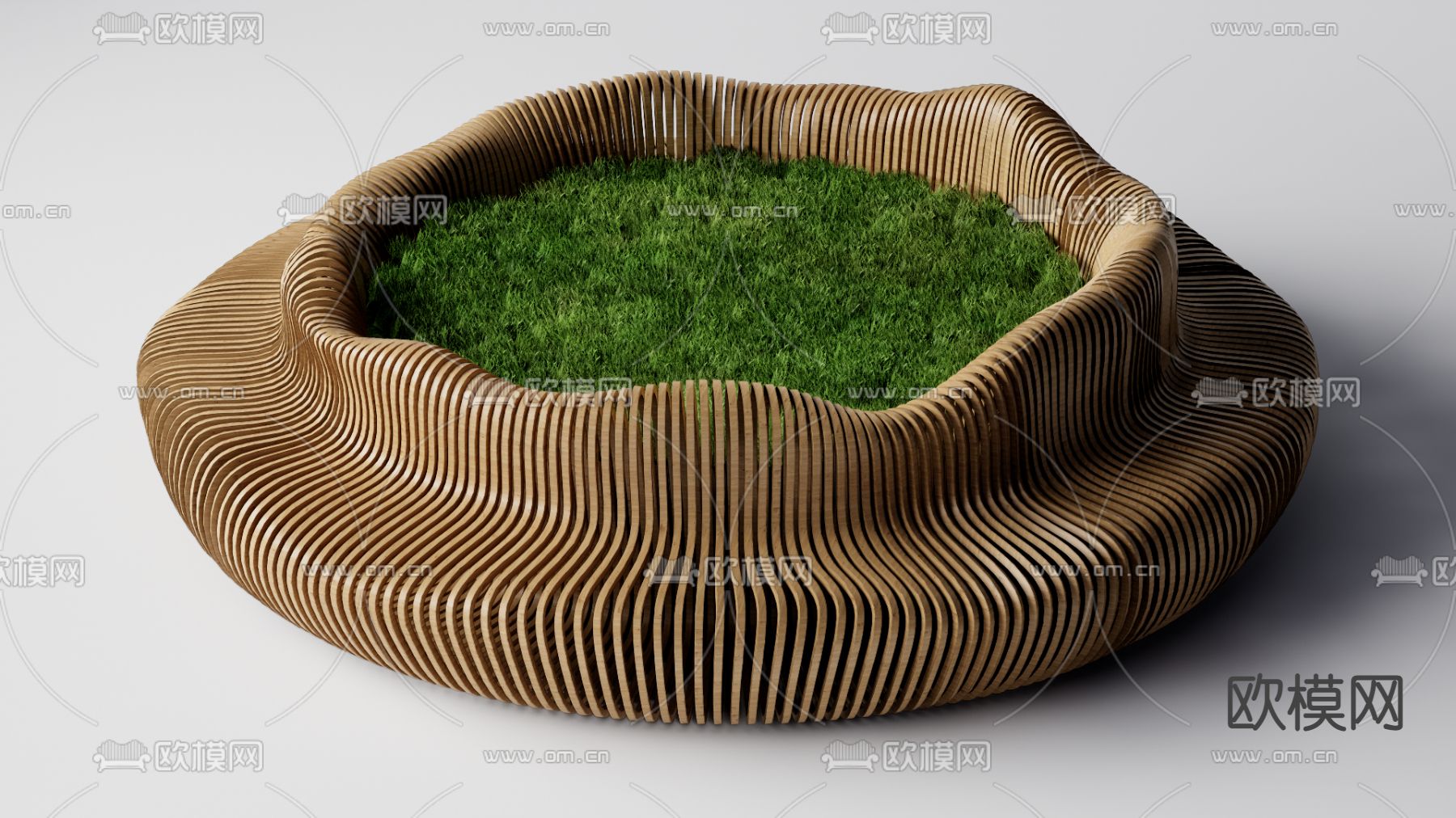 现代异形树池坐凳su模型下载（渲染图1）