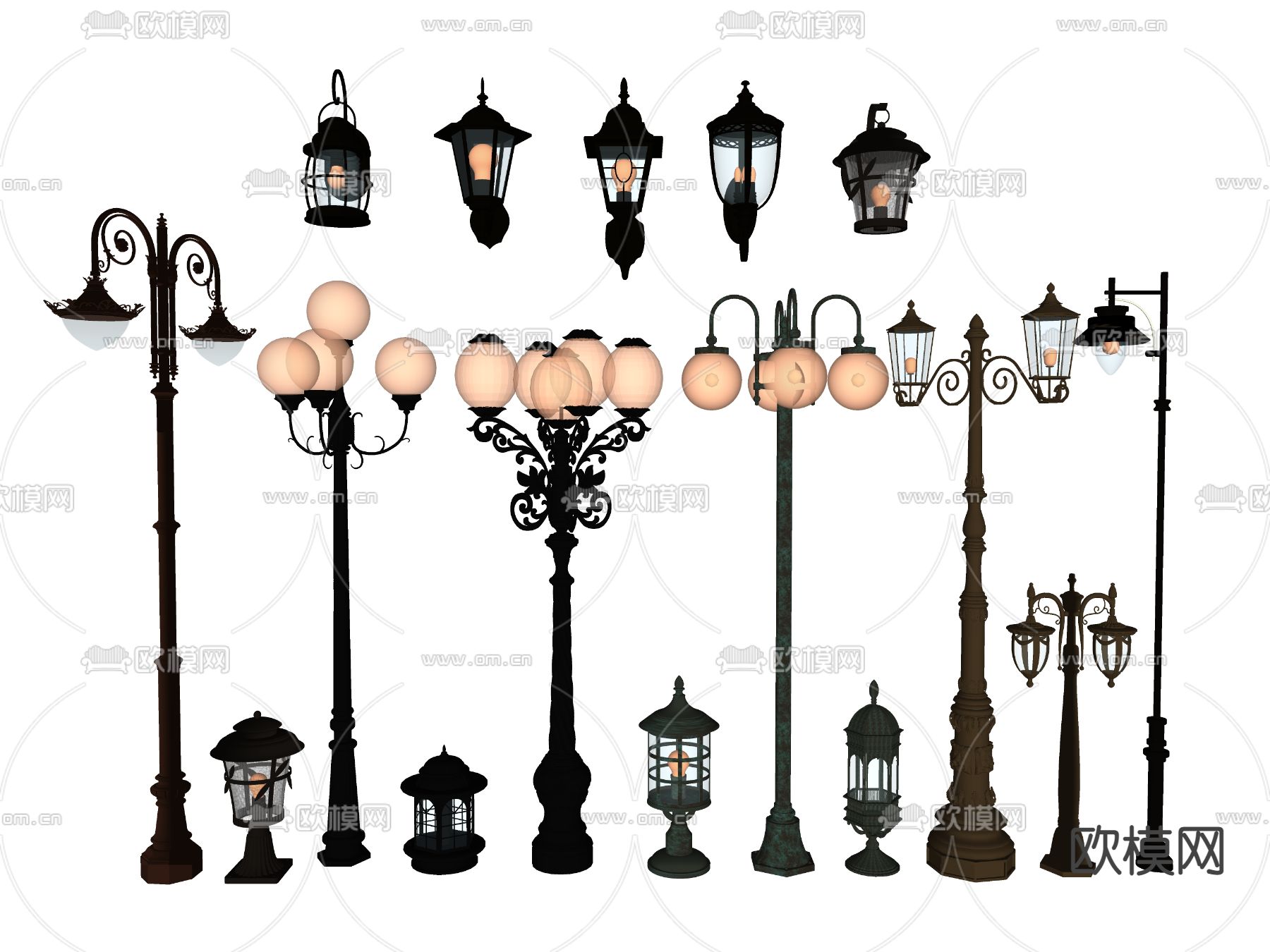 欧式金属路灯su模型下载（渲染图2）