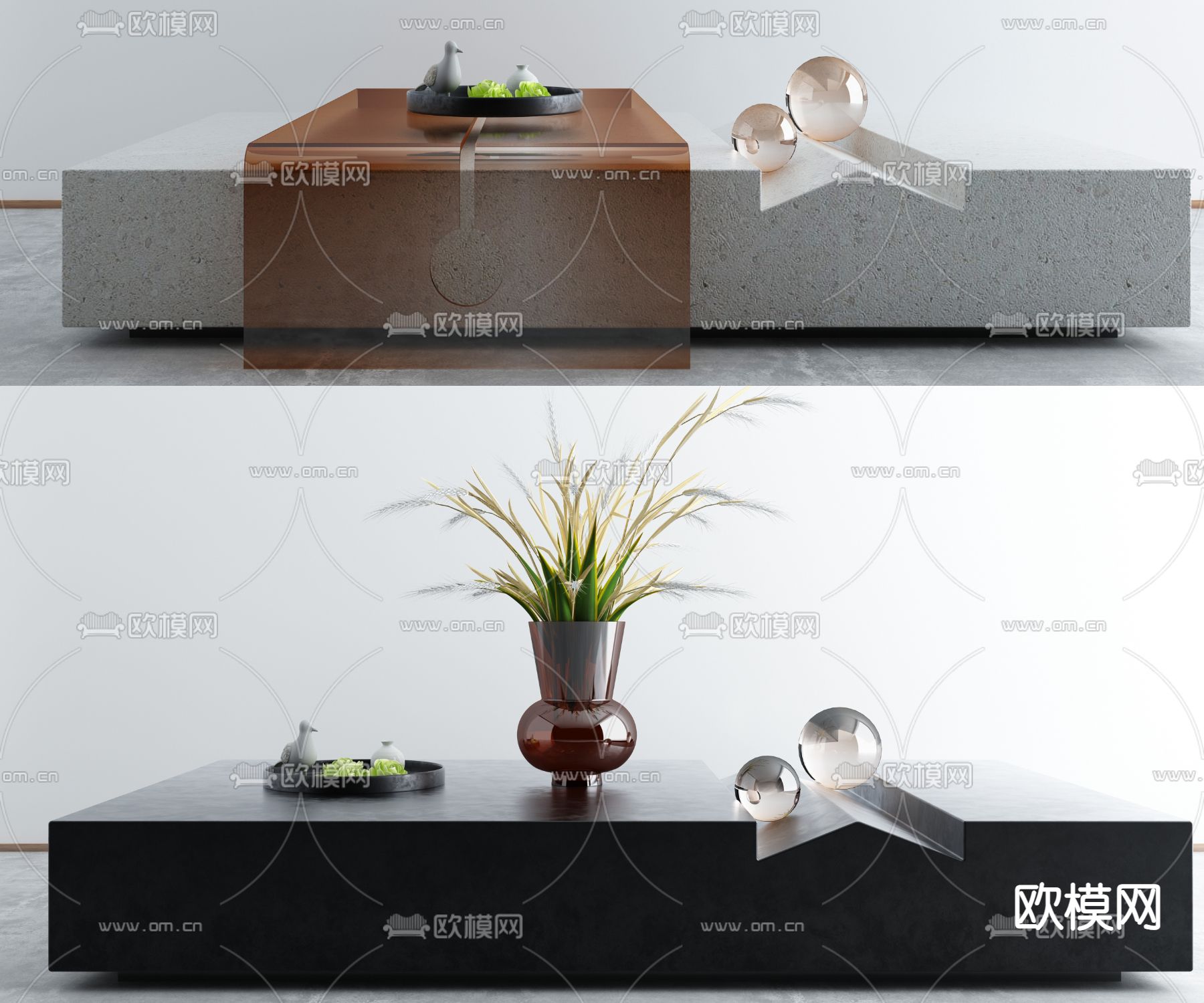 现代水磨石茶几3d模型