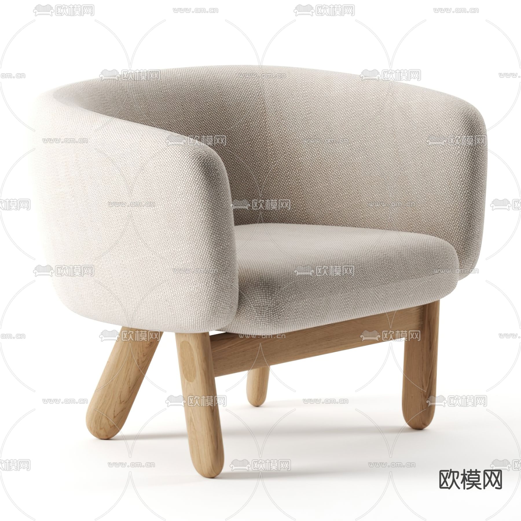 Lounge现代白色休闲椅子3d模型