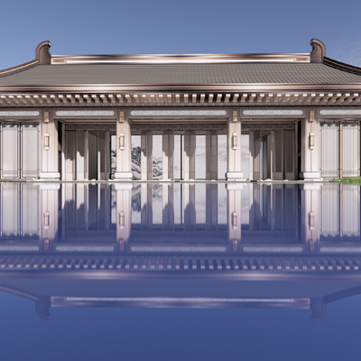  现代大雄宝殿古建su模型 