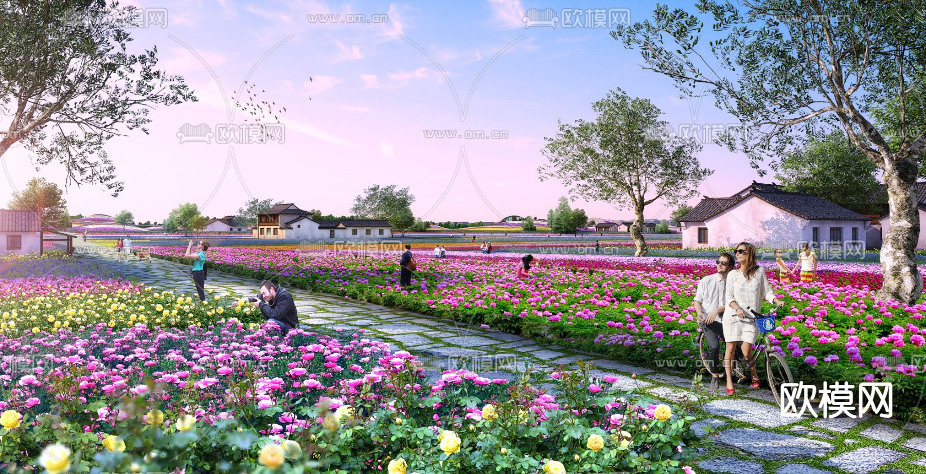 现代花卉公园园林景观psd下载