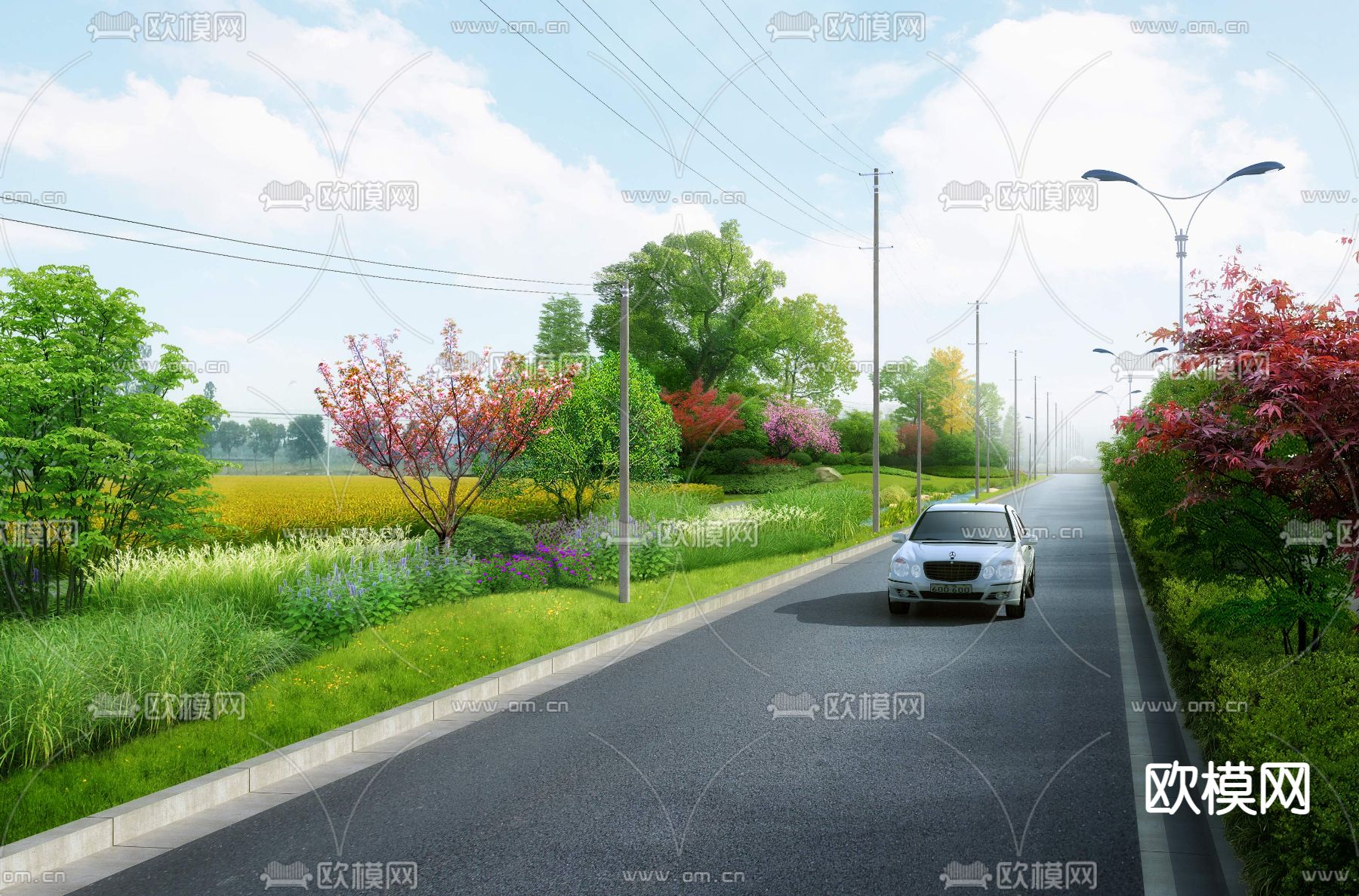 现代道路桥梁景观psd下载