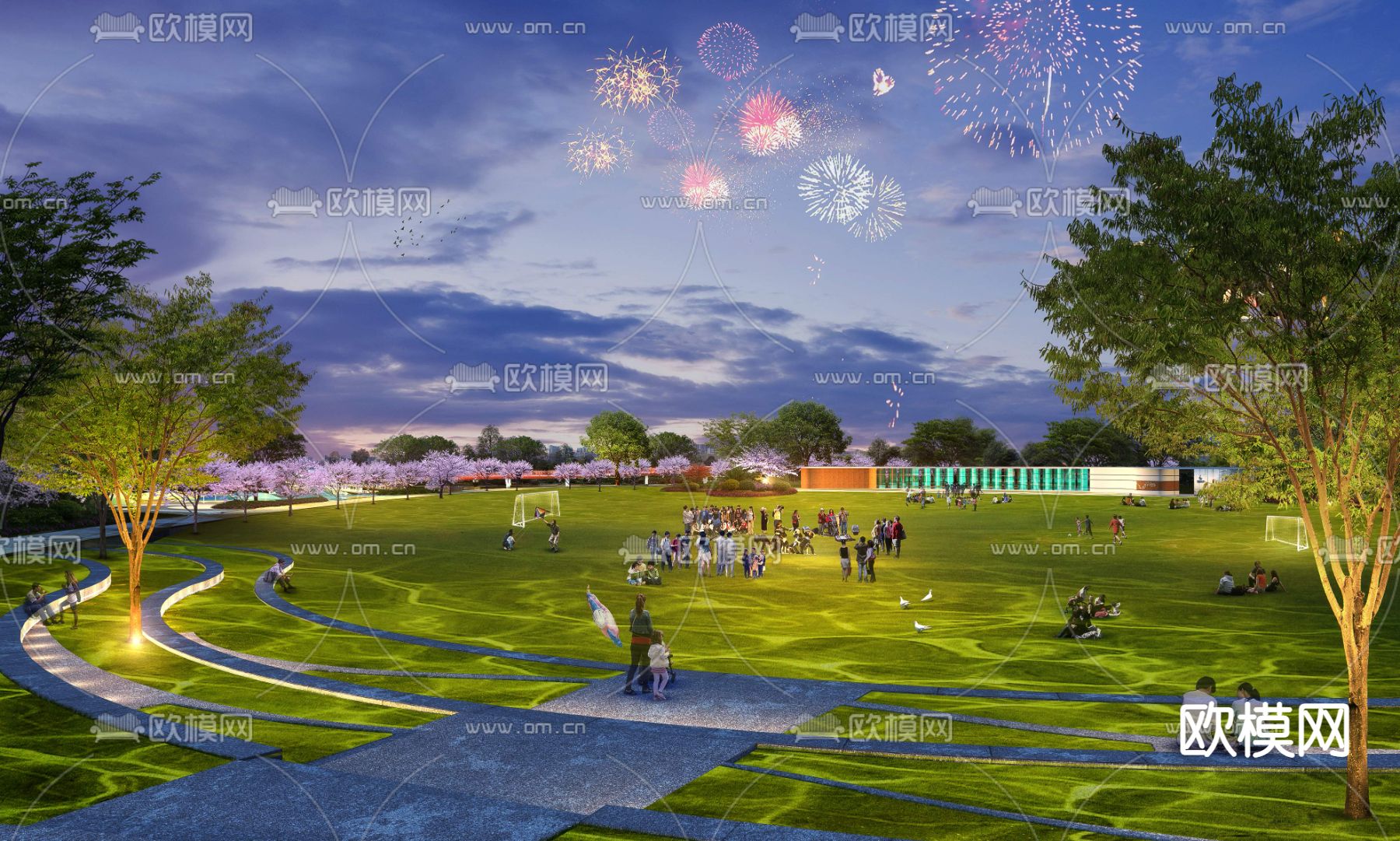 现代广场公园园林景观psd下载