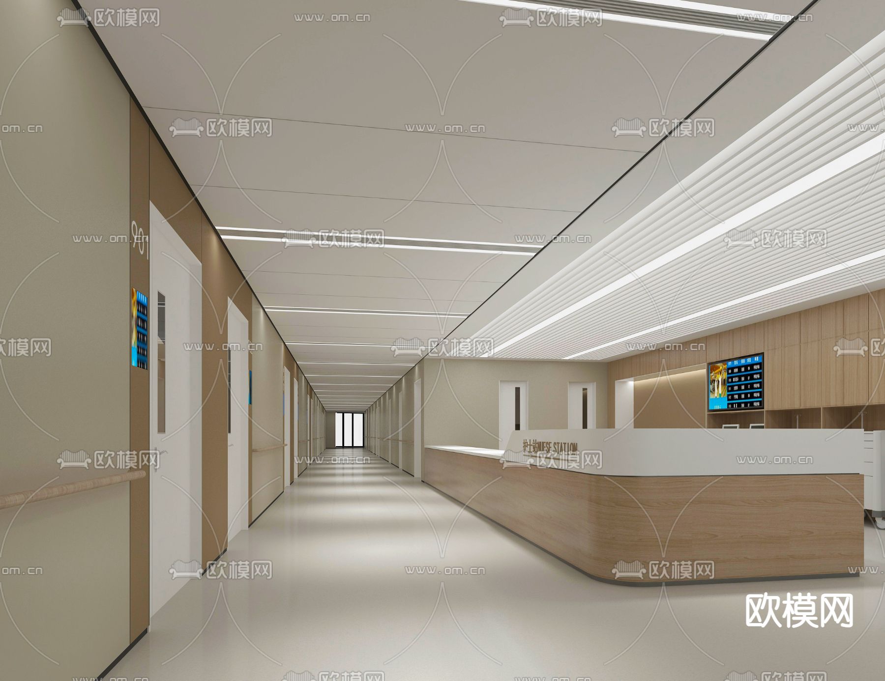 现代医院病房护理3d模型下载（渲染图1）