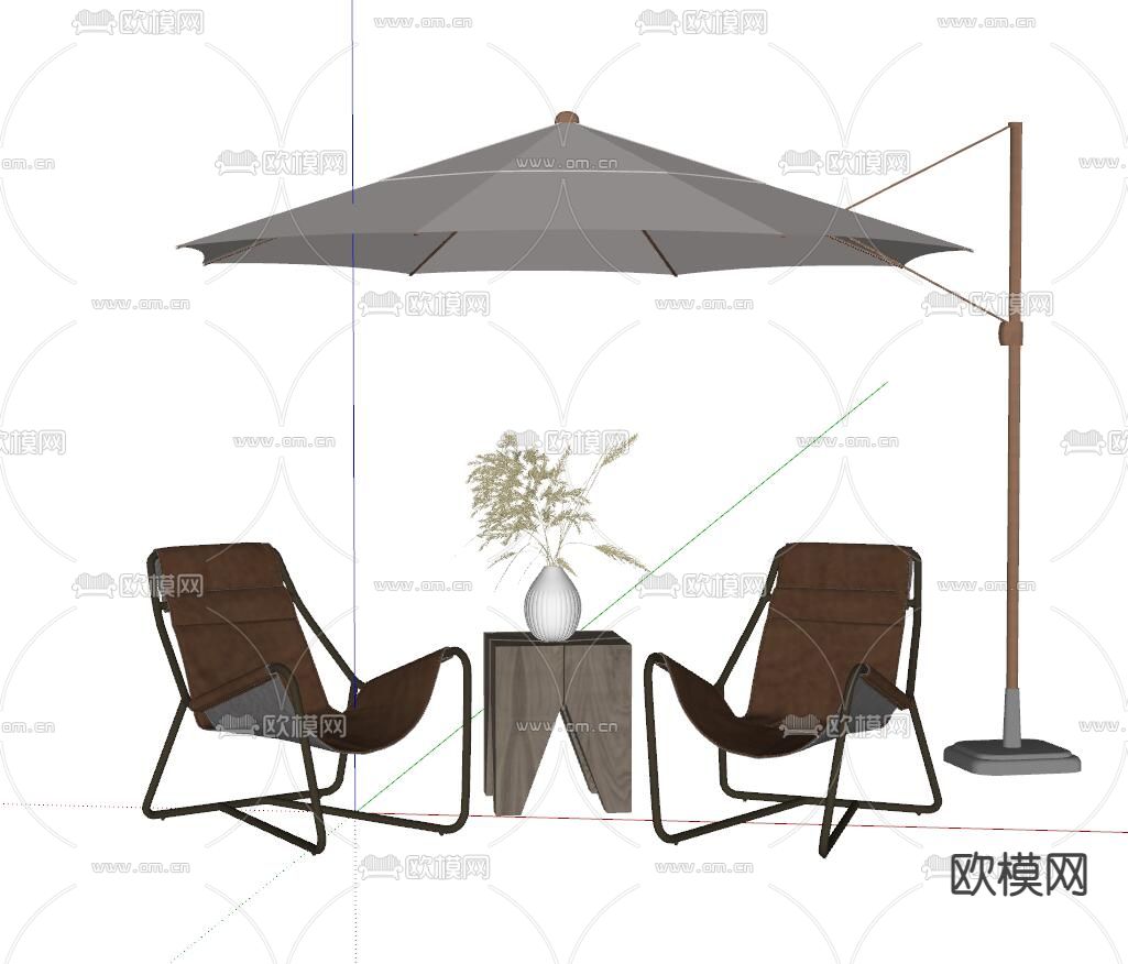 现代户外休闲椅子su模型下载（渲染图2）