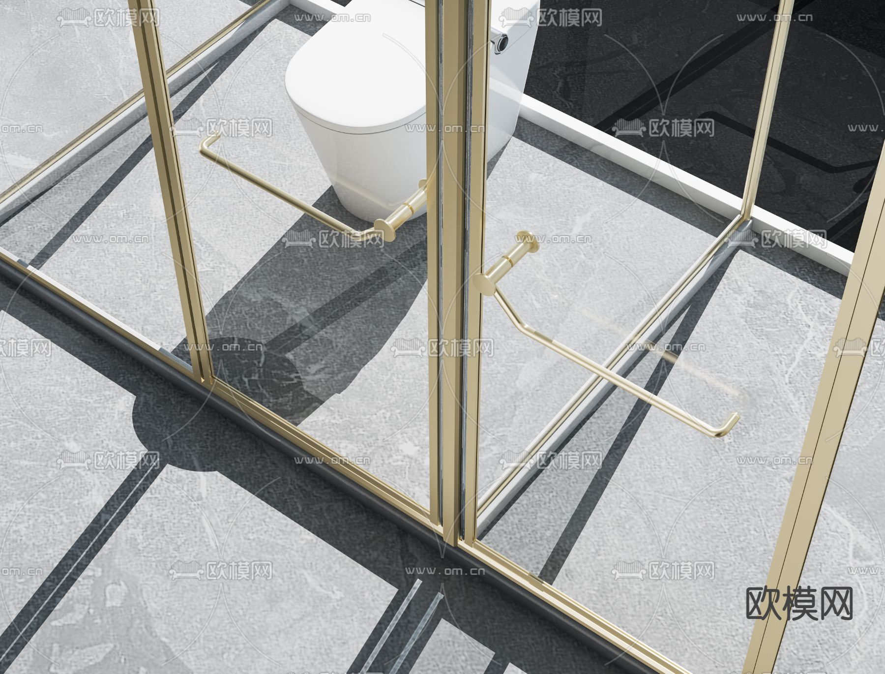 现代玻璃淋浴房3d模型下载（渲染图2）