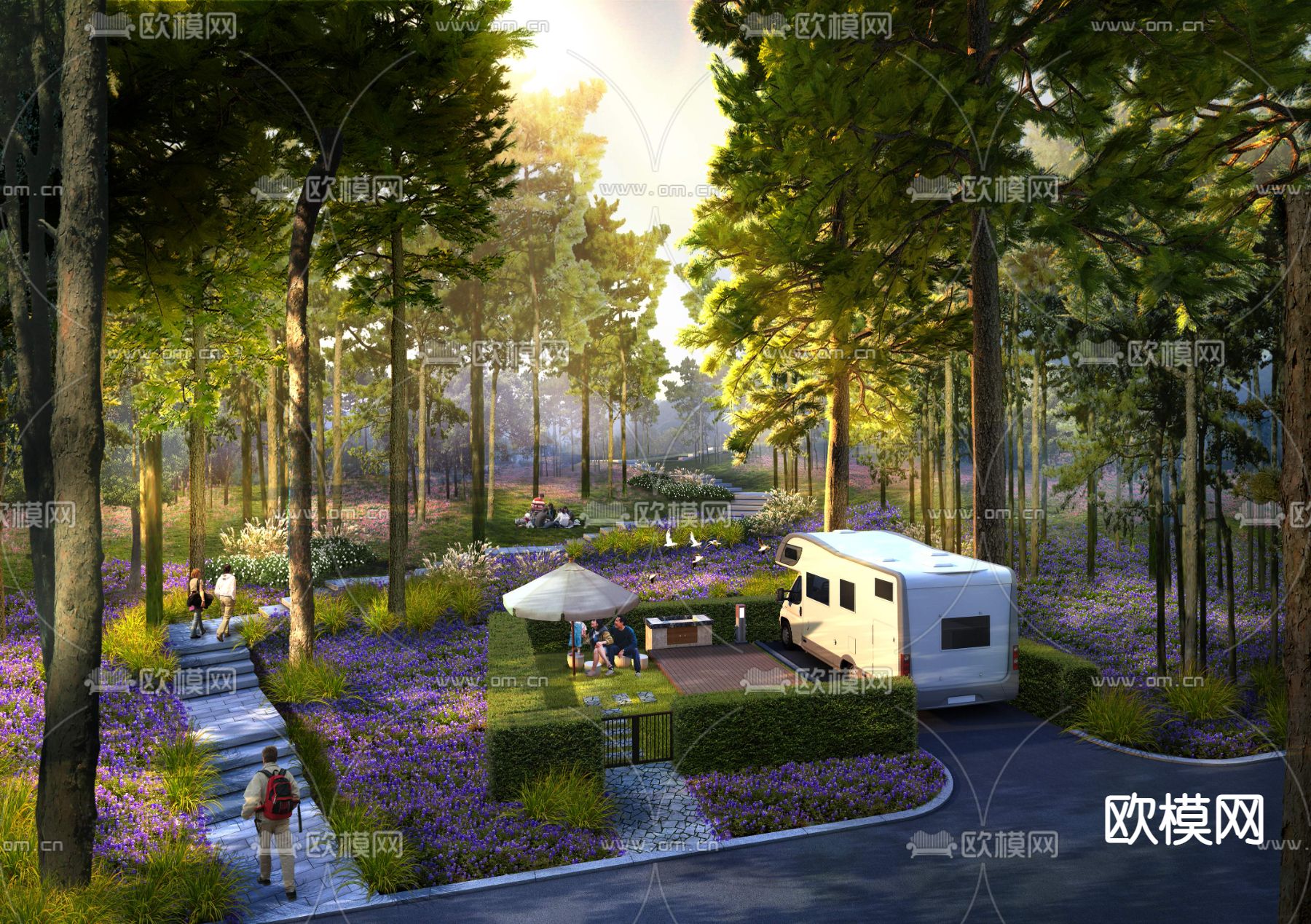 现代旅游房车公园景观psd下载