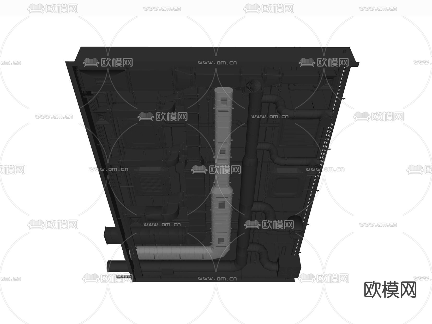 工业风顶面空调设备管道su模型