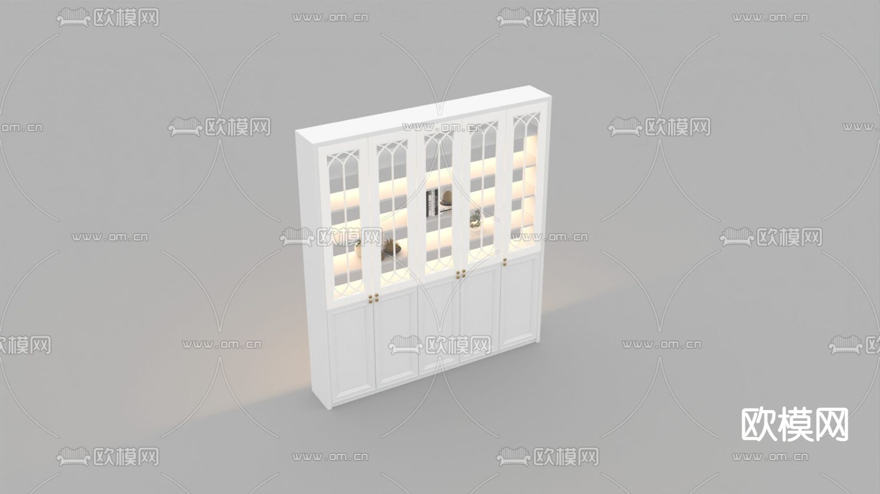 简欧实木玻璃酒柜免费3d模型下载